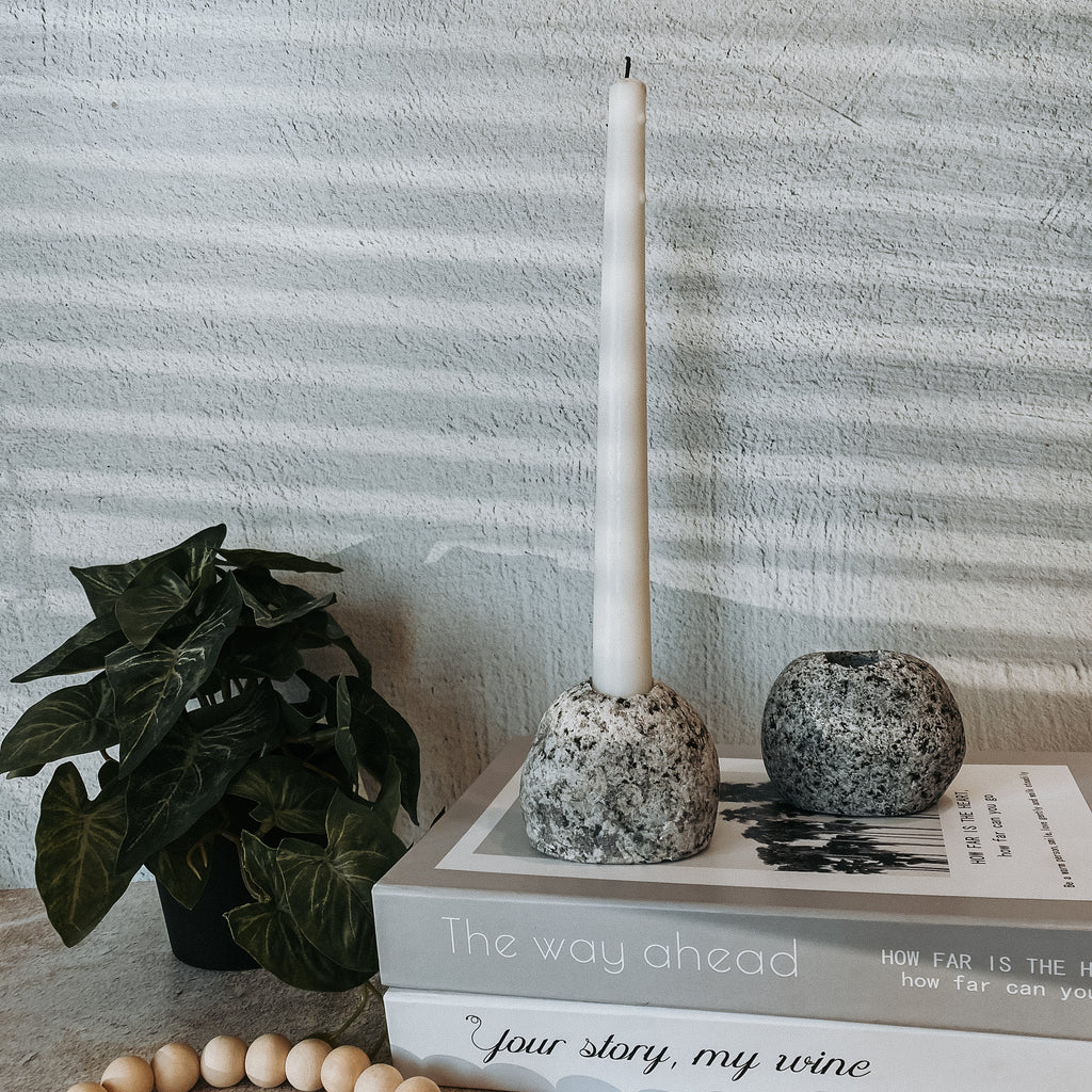 Candle Holder with Rocks & Stones – Funky Rock Designs